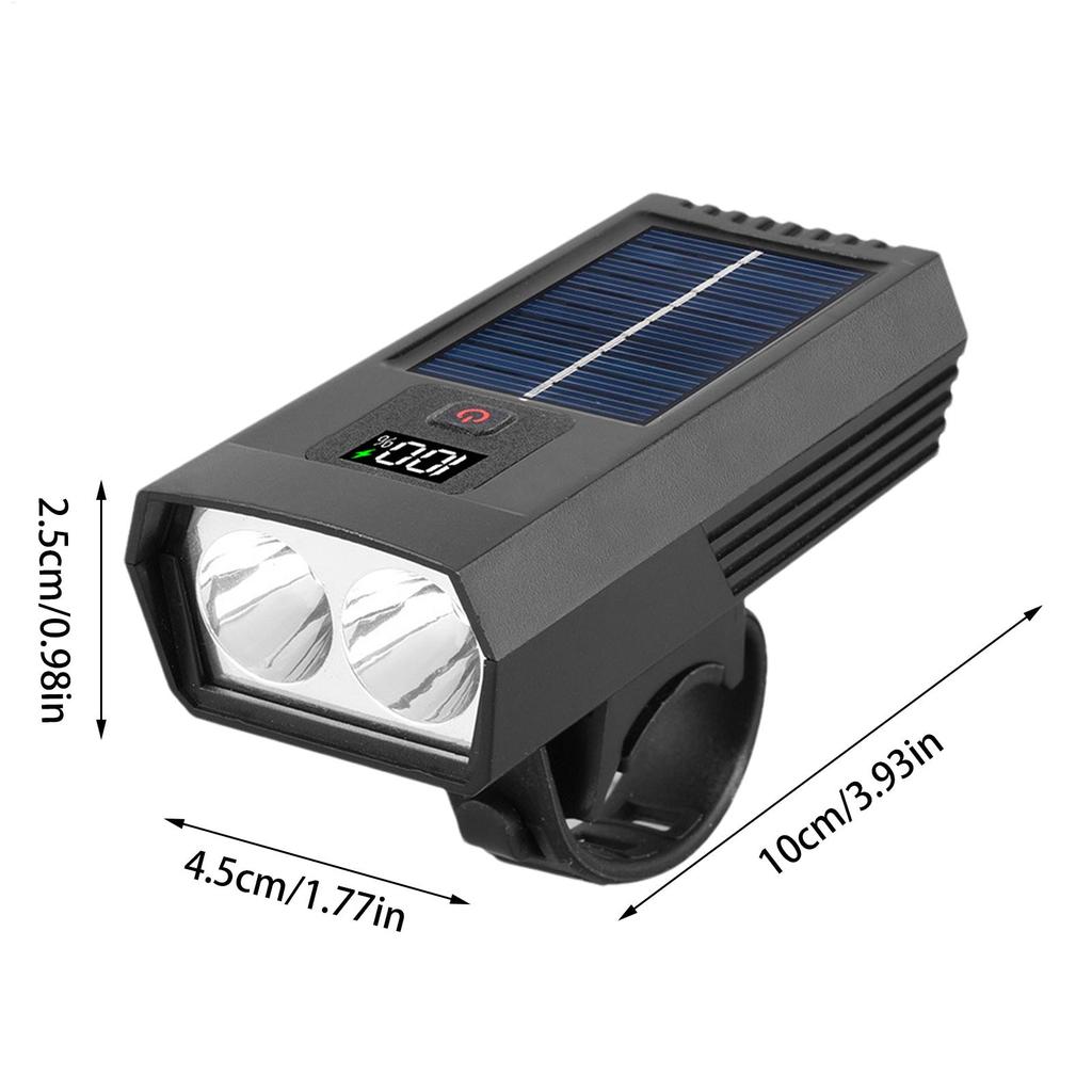 Solar Power Bicycle Light Waterproof Rechargeable Bicycle Headlight Solar Bicycle Light With Digital