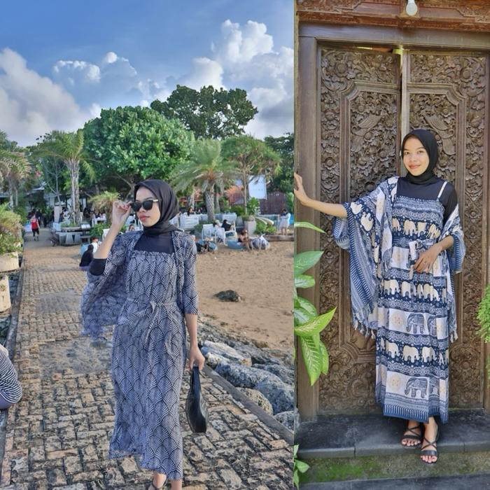 Dress becca / outer rumbai / ikat pinggang rayon bali Wanita