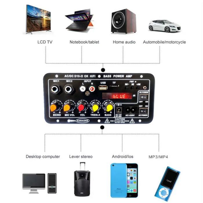 Amplifier Board Audio Bluetooth USB Radio TF DIY Subwoofer D10 D30