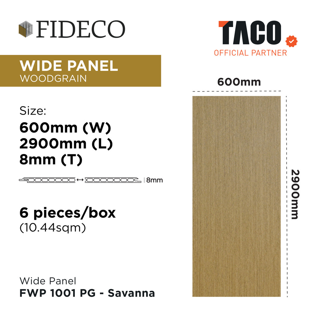 TACO FIDECO WPC 3D Wall Panel Wide Panel Serat Kayu Per 1 Lembar - FWP 1001 PG Savanna