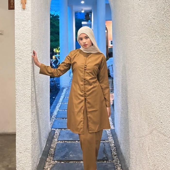 ser Lyoraa Stelan Kurung Melayu Wanita Polos Terbaru Stelan Kurung Melayu Busui Set Baju Kurung Guru