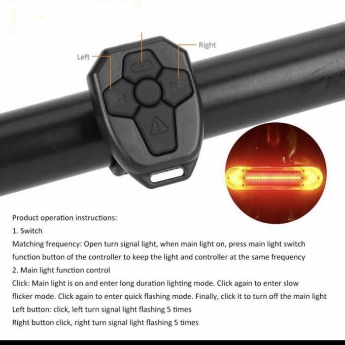 Lampu Sepeda sein kanan kiri Wireless Remote BK600 Taillights rockbros