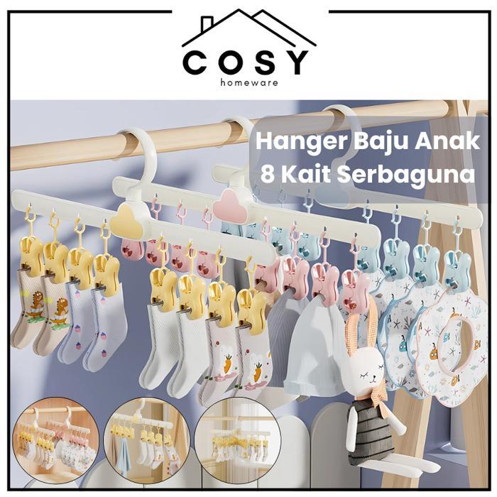 [] COSY Hanger Pengering Baju Anak Jepitan 8 Kait 360 / Hanger Pengering Baju Gantungan Pengering