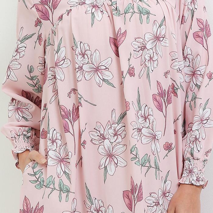 Mfmw Namiah Dress Gamis Pink Motif Bunga