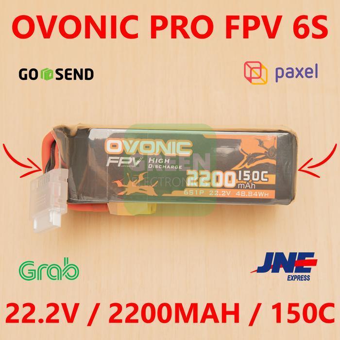 Ovonic Pro 6S 22.2V 2200Mah 150C Lipo Lithium Polymer Li-Po Battery Baterai Fpv Drone Quadcoper 2200