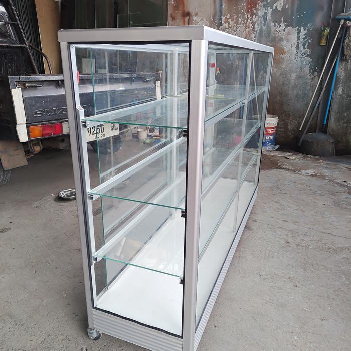 PROMO Etalase Kaca 1.5m Bahan Tebal Kaca Full 5mm BISA GOSEND