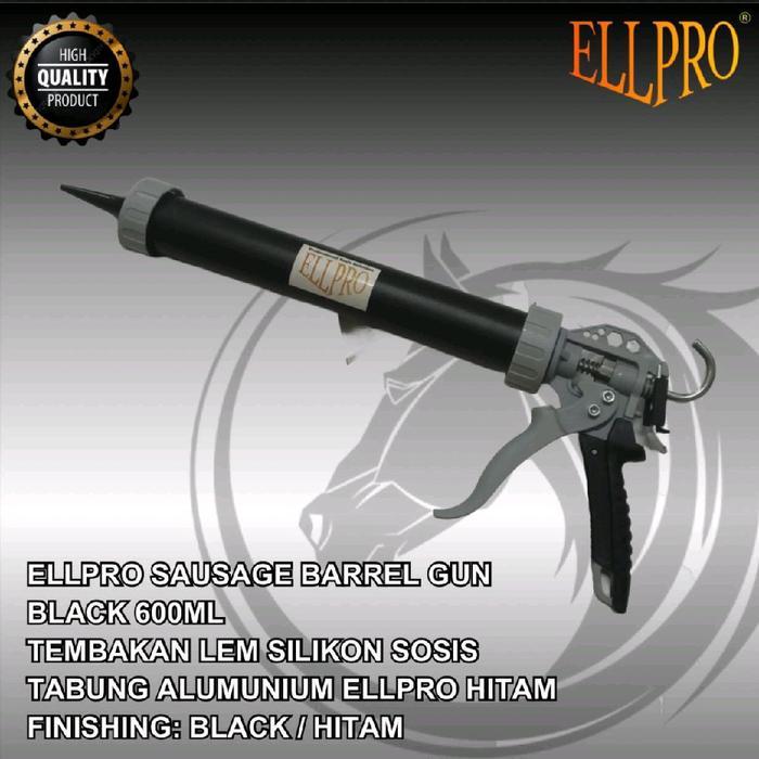 Tembakan Lem Silikon Sealant Sosis ELLPRO Tabung Hitam 600ml