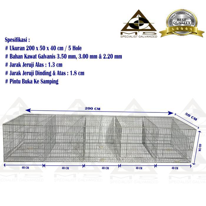 Kandang Kelinci Galvanis - Mini Breeding / 200.50.40 / 5 Hole