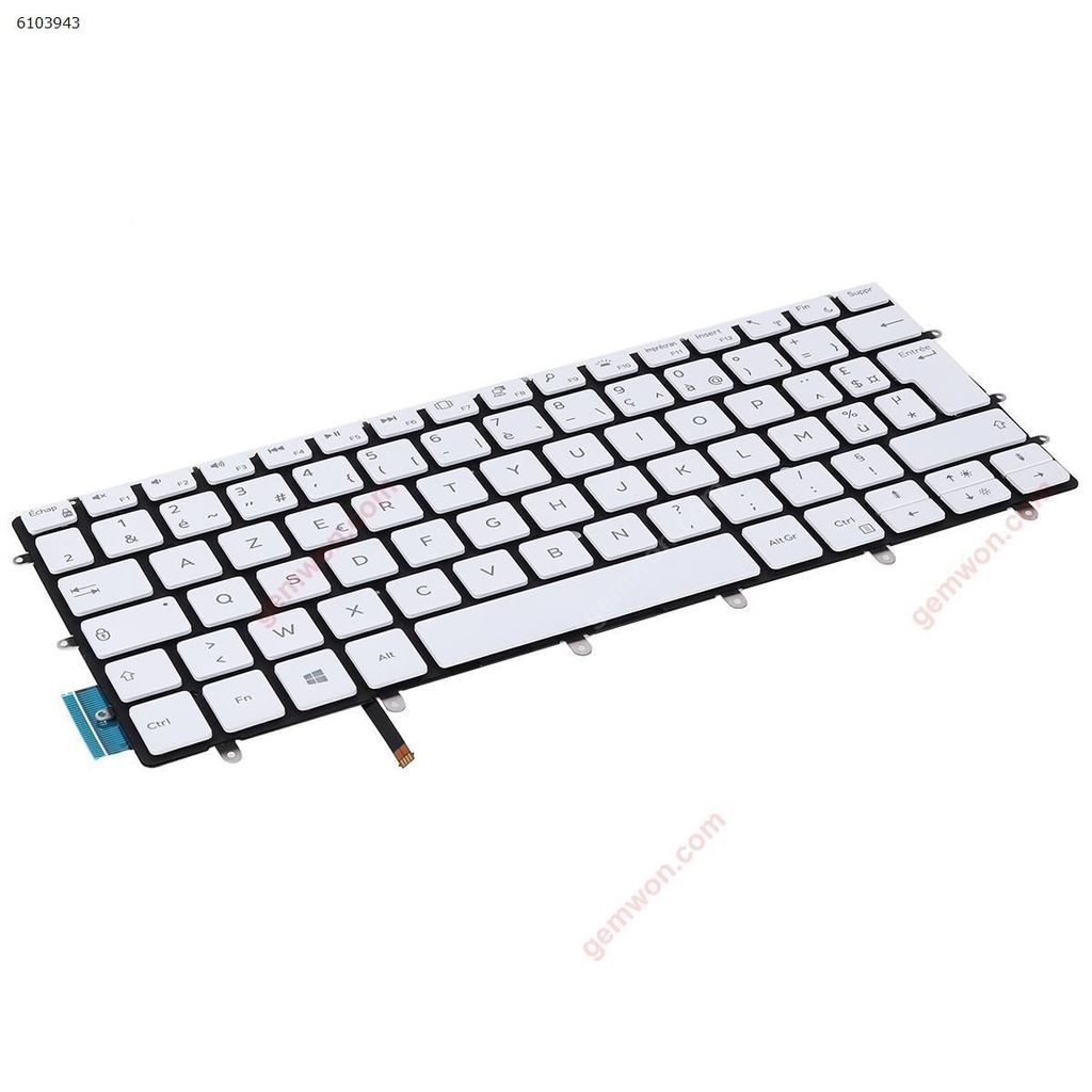 FR Laptop Keyboard for DELL XPS 13 9370 9380 7390 9305 White with Backlit