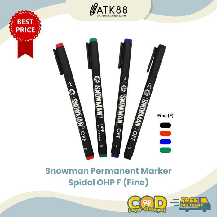 "New" Spidol Snowman OHP-F Permanent (Hitam/Biru/Merah/Hijau)