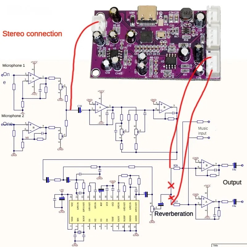 DIGITAL DSP REVERB MODULE FOR COMPUTER-ADJUSTED AUDIO EFFECTS MIXER AMPLIFIER REVERB BOARD