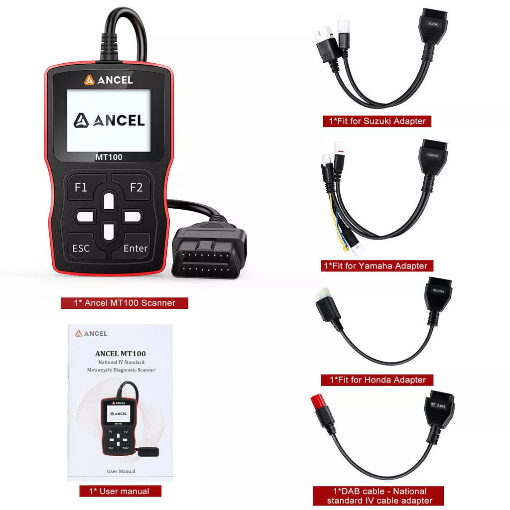 OBD2 Diagnostic Tool OBD2 Scanner ANCEL MT100 for Motorcycle Full System Scan Code Reader Engine