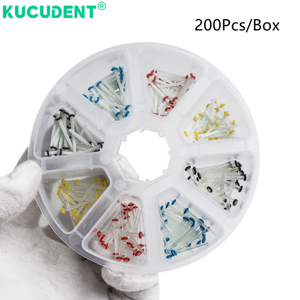 200Pcs/Box Dental Fiber Post Straight Screw Quartz Glass Fiber Resin Post Endodontic Root Canal Pile