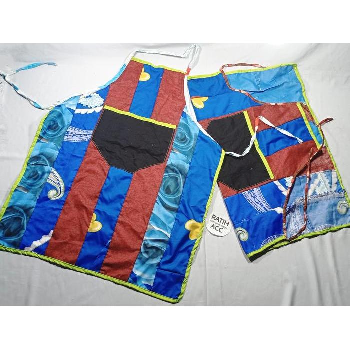 CELEMEK APRON DEWASA DAPUR MASAK SAMBUNGAN KAIN PERCA