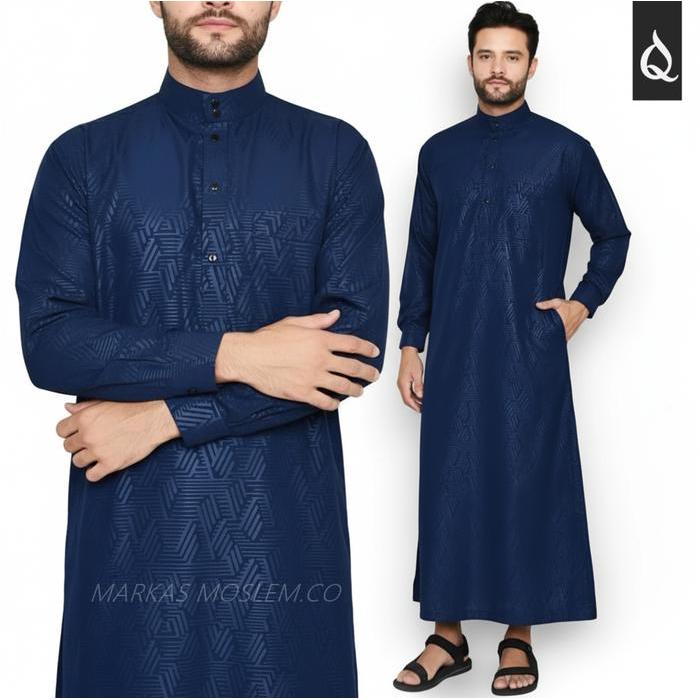 JUBAH PRIA - GAMIS COWOK - KOKO DEWASA - BAJU MUSLIM PRIA DEWASA MODEL MEWAH BAHAN EMBOS MOTIF