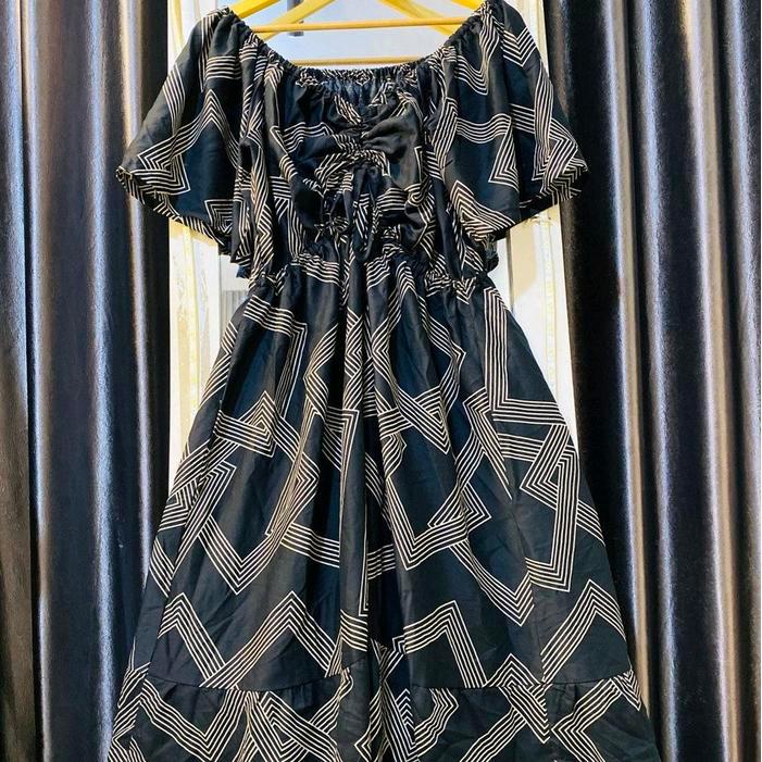 READY Dress Ciara LD 160 Rayon Jumbo dengan Serut Depan dan Lengan Pendek - Katun, Wanita, Motif,