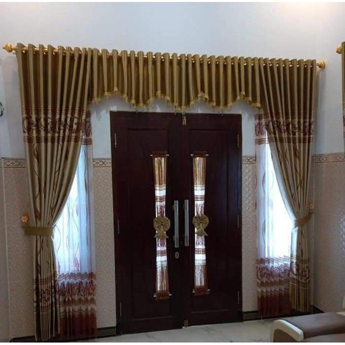 Gorden Ruang tamu, full 1 Set Lengkap// Gorden Pintu dan Jendela,Poni. Untuk 1 Set Gorden//Bahan