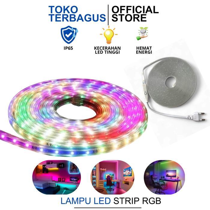 Lampu LED STRIP SELANG 3528 2835 7M 220v METER 5050 OUTDOOR RGB