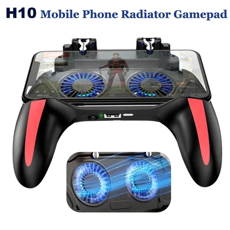 H10 4 Fingers Mobile Phone Game Handle with Radiator Aim Shooting Gamepad Joystick Controller for