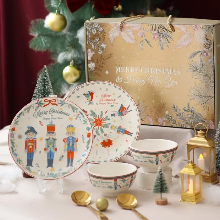 GOLDEN CHRISTMAS HAMPERS CHRISTMAS HAMPERS SET PREMIUM BOWL SET MANGKOK DAN PIRING SET NATAL