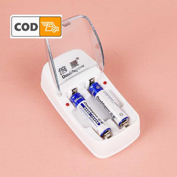 Charger Baterai AA AAA 2 slot Free 2PCS AAA 900mAh Rechargeable Pengisi Daya Cepat Casan Batre