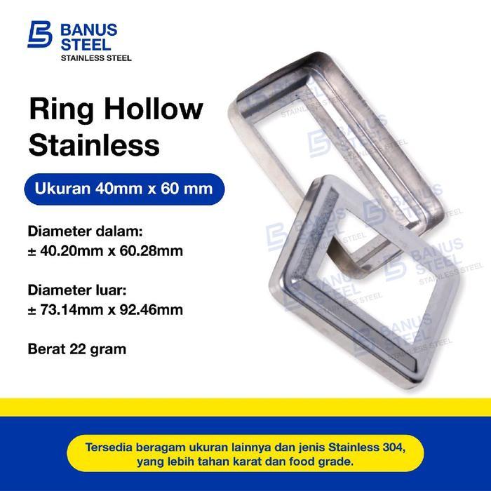 SALE Ring hollow stainless 304 4 cm x 6 cm / 40 x 60 mm penutup pipa kotak TERMURAH