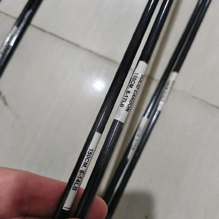 bahan carbon solid blank joran label putih 100 120 150 cm solid carbon kilap