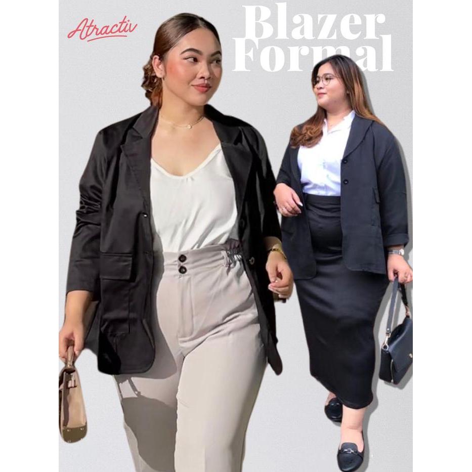 Blazer Hitam Jumbo Wanita Xxl Xxxl Blazer Formal Jumbo Blazer Kantor