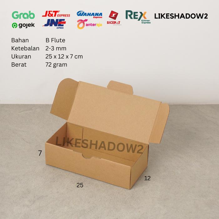 pizza box / kardus / karton / uk 25x12x7 cm / E flute / die cut/ putih