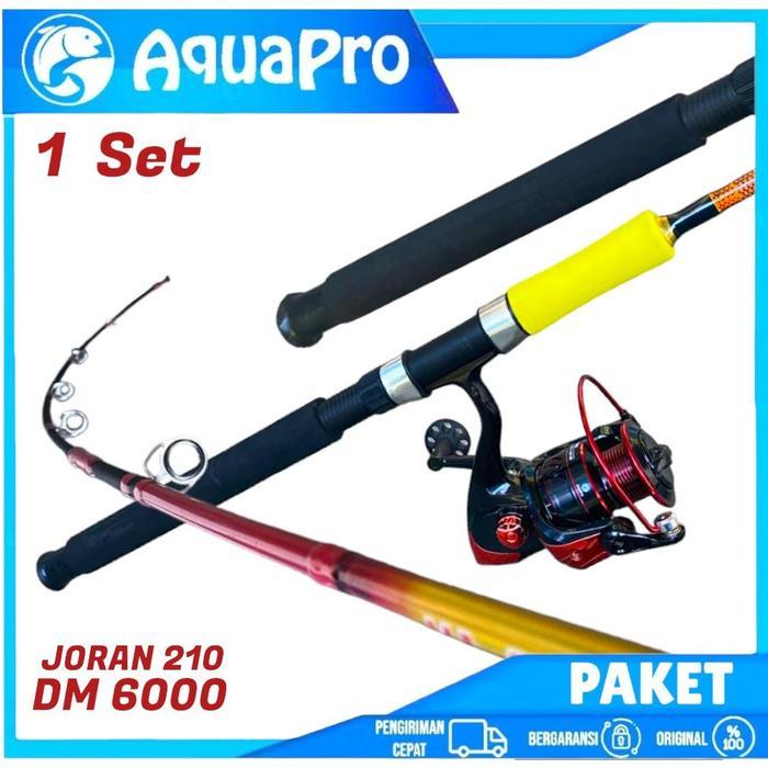 1 Set Paket Combo Joran Pancing Aquapro Max Drag 16Kg 150-210 Cm Lengkap Roda Reel Pancing Spinning