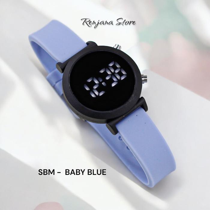 [] Jam Tangan Wanita SLT-3873 Rubber Bulat Kecil Led Digital Terbaru