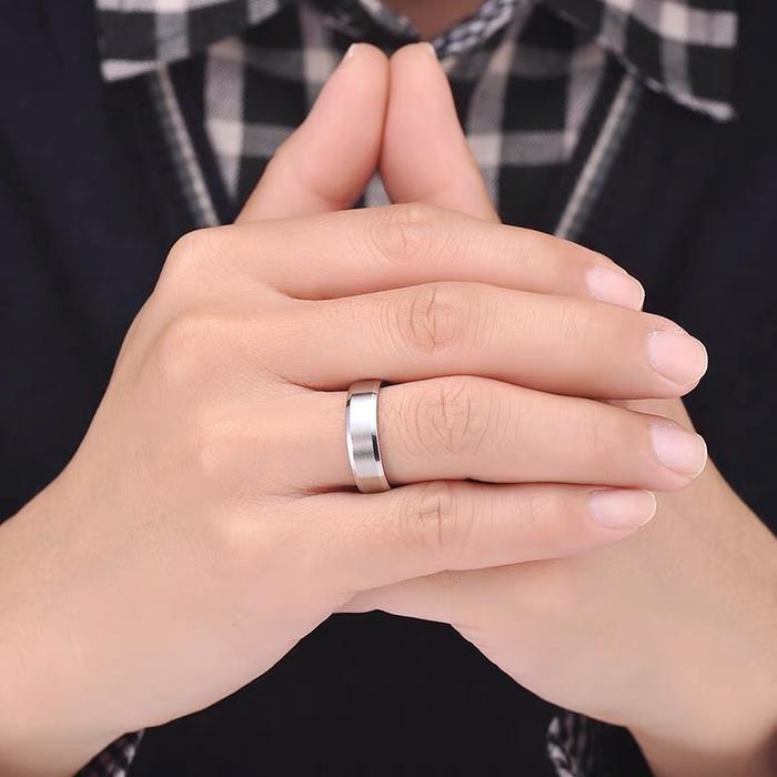 [] [COD] CINCIN POLOS CINCIN PRIA WANITA ANAK COUPLE TUNANGAN Titanium Hitam Silver Rings