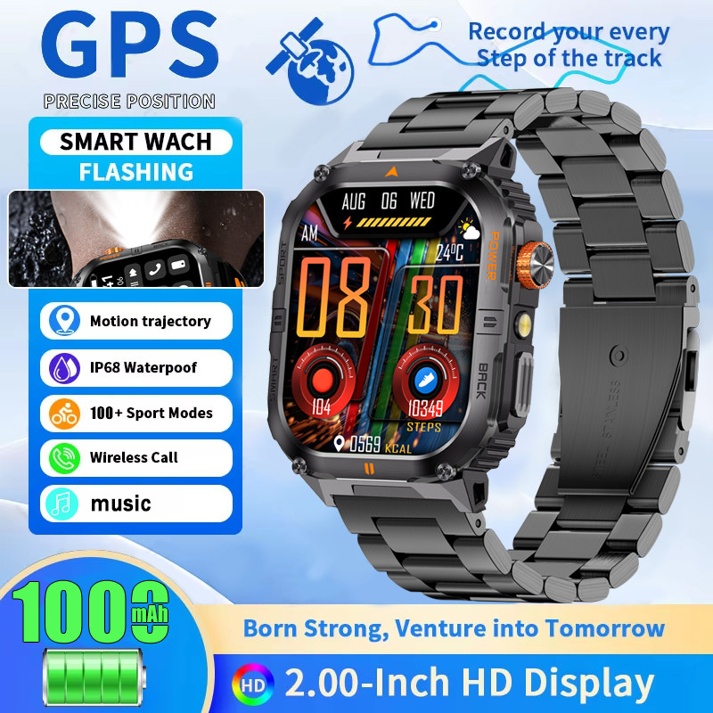 Jam Tangan Pintar Pria untuk Olahraga Outdoor dengan GPS dan Fitur Kesehatan