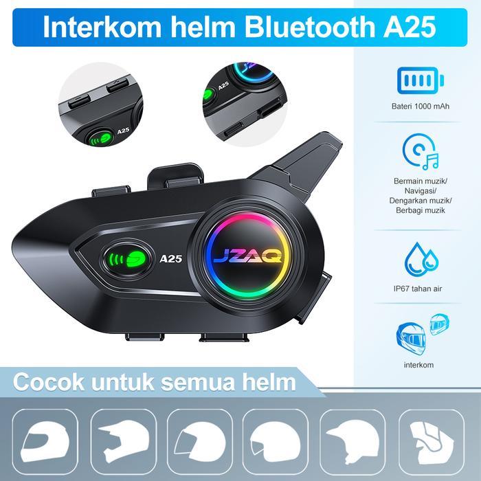 Murah Jzaq A25 Intercom Helm/ Headset Helm Bluetooth/Headset Bluetooth Interkom 500M Bluetooth 5.4