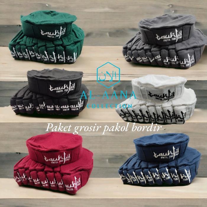 Al-Aana Collection Peci Pakol Tauhid Bordir Kopiah Bulu Dewasa Bahan Bludru Woll Lembut Nyaman Logo