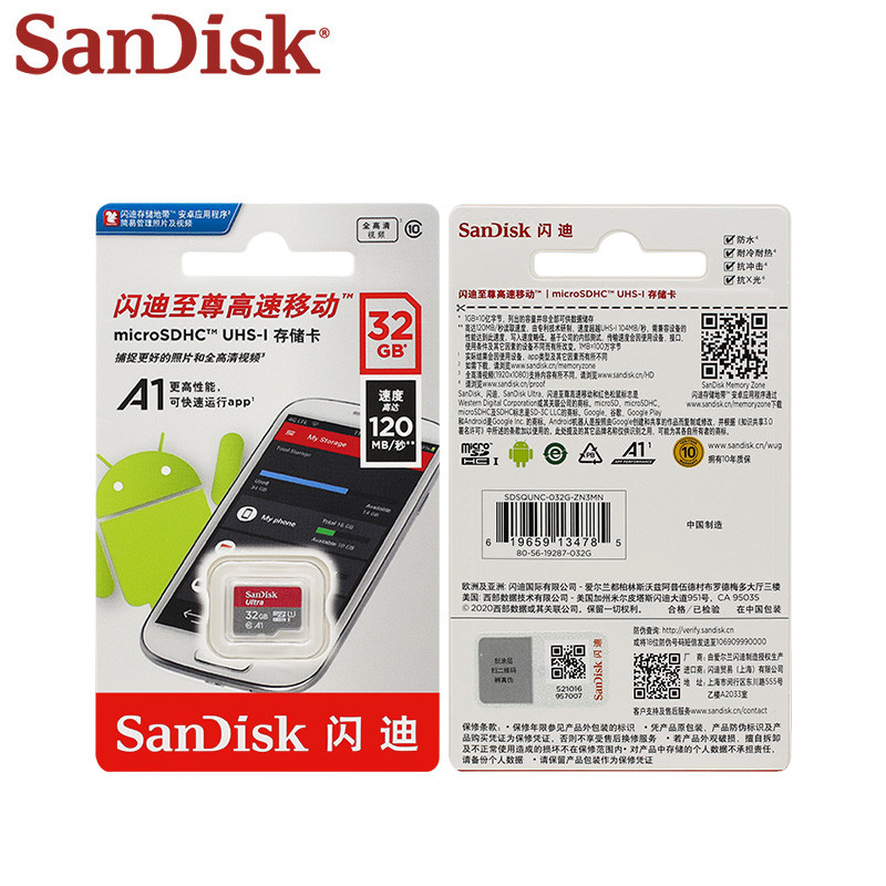 Original SanDisk A1 Micro SD Card C10 Ultra 32GB 64GB 128GB 256GB 512GB 1TB High Speed 150MB/s