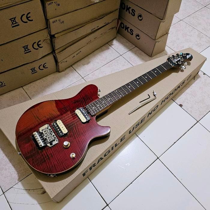 Gitar musicman axis pabrikan warna merah