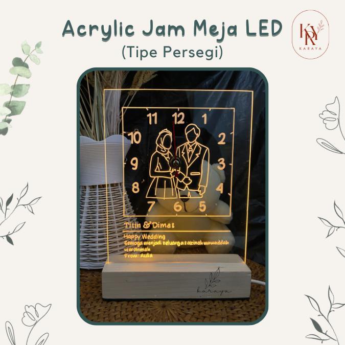 Jam Meja Akrilik LED SKETSA Kado Wisuda Kado Ultah Cewek Hadiah Wisuda Hadiah Ulang Tahun Pernikahan