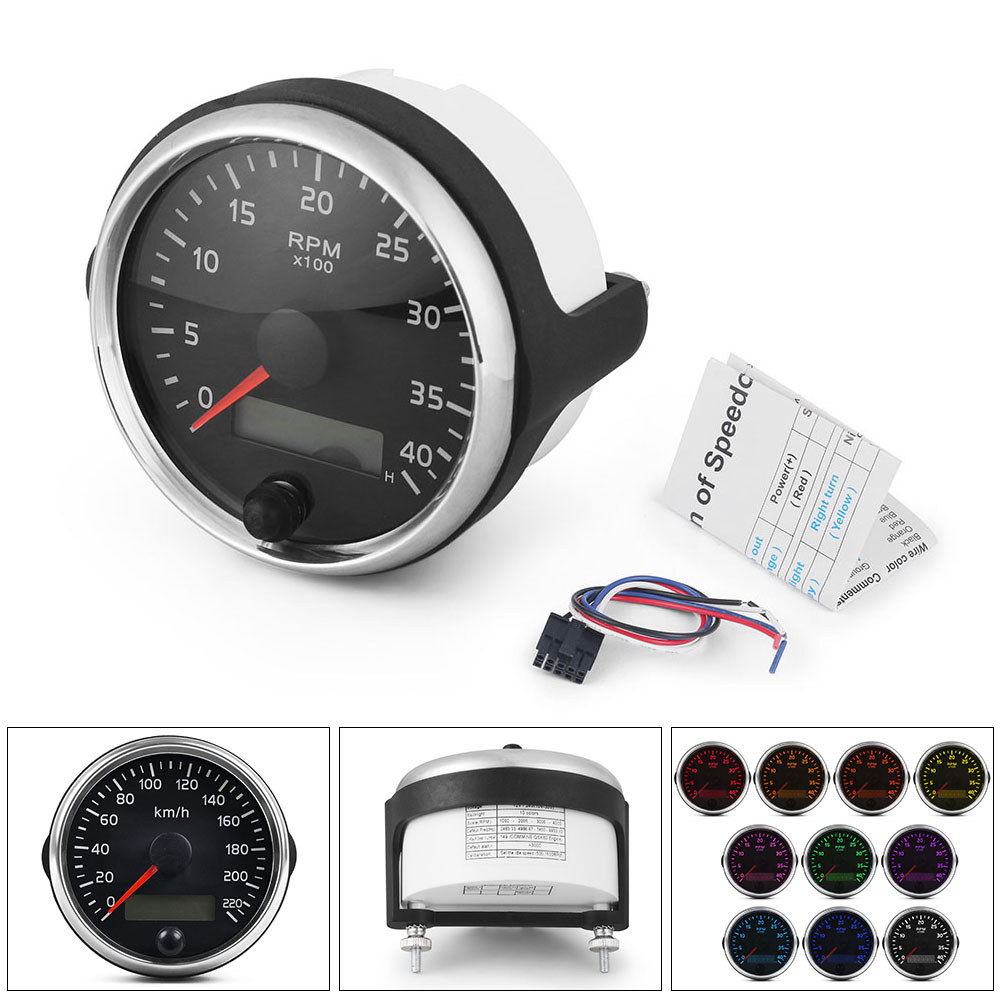 DIESEL TACHOMETER 85MM 0-4000 RPM GAUGE 10 COLORS BACKLIGHT TACHO METER WITH LCD HOURMETER FOR CAR