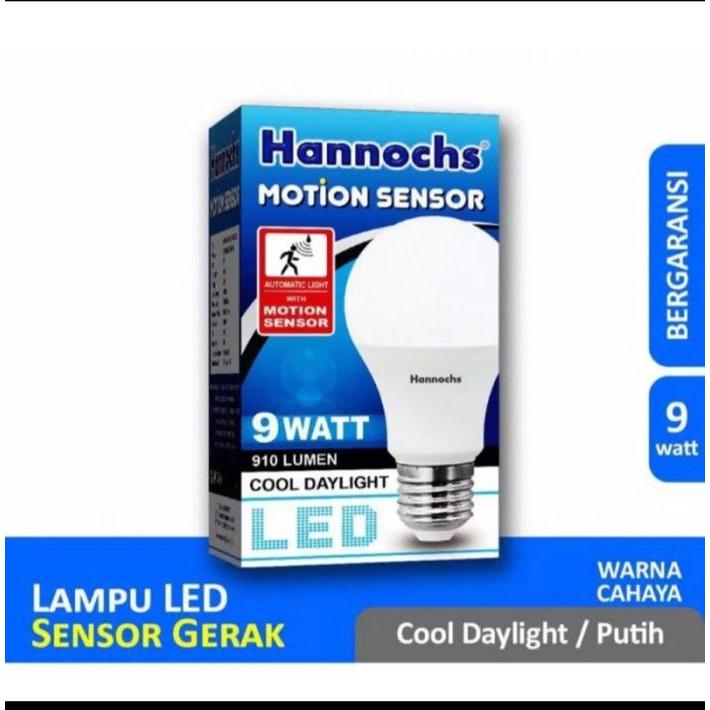 LAMPU LED SENSOR GERAK / MOTION SENSOR MERK HANNOCH 9 WATT