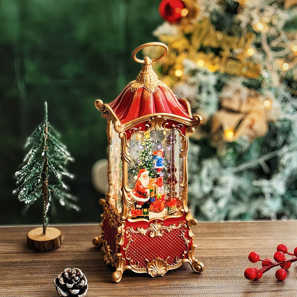 Merry Christmas Music Box Play Melody Carousel Snow Globe Turntable Christmas Decorations Winter