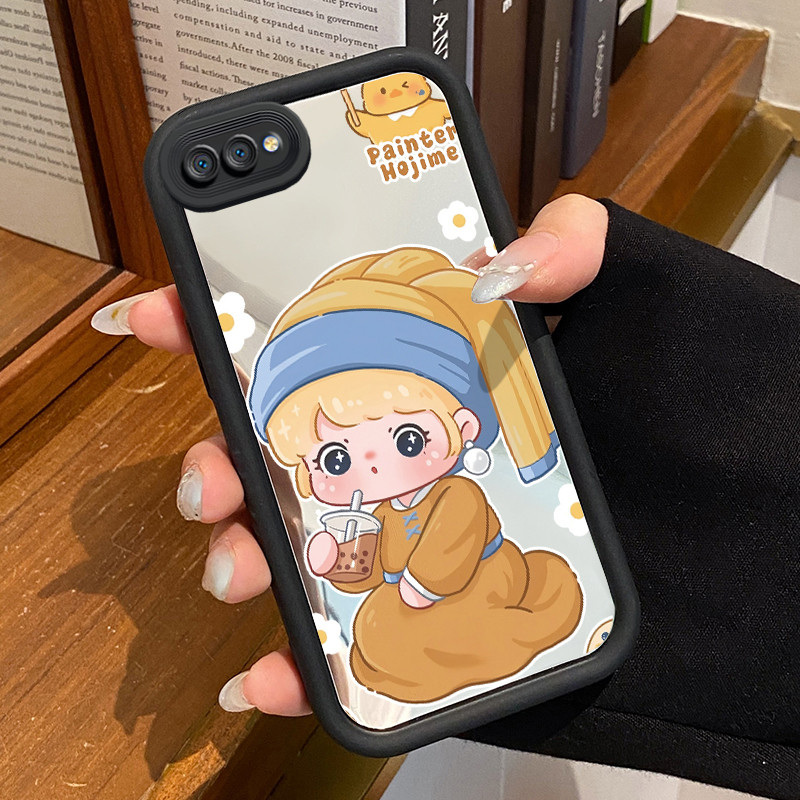 Casing Hp Realme C2 Realme C2s OPPO A1K Case Casing Boneka Gadis Kartun Pola Kasus cermin tangga Kas