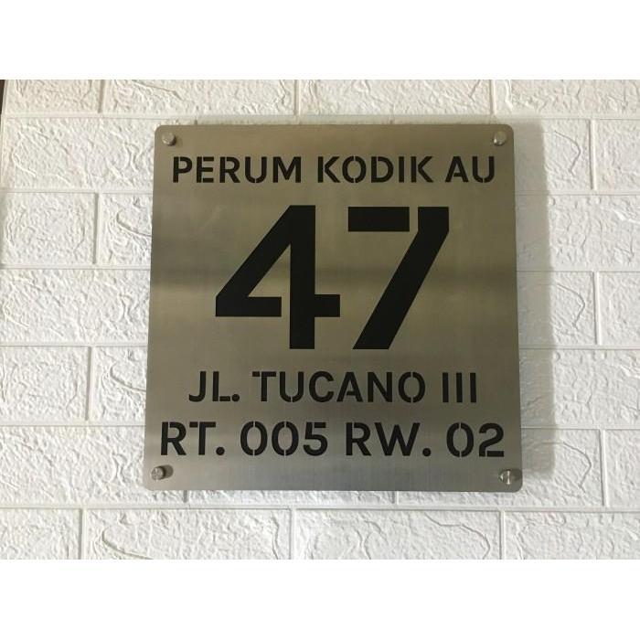 Nomor Rumah Stainless Steel Ukuran 35 x 25 cm