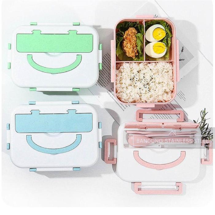 rantang WARNA baru 3 sekat lunch box plastik makan bekal tebal lucu