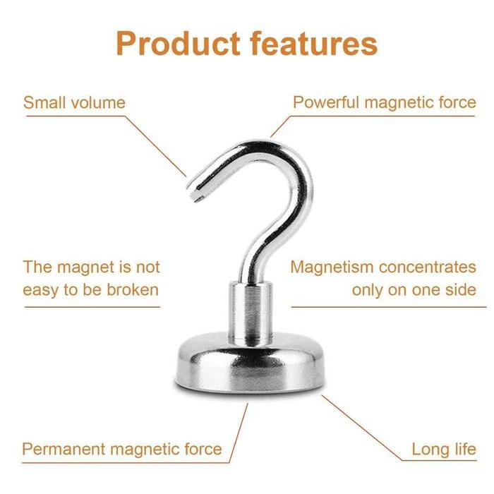 ASLI Taffware Magnet Gantungan Hook Strong Neodymium N30 16mm 8 PCS - D12 READY STOCK