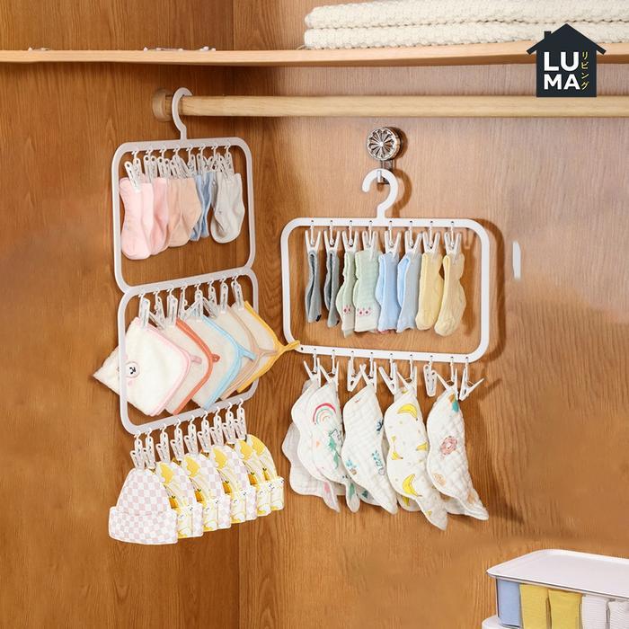 TERLARIS Hanger Jepit Baju Bayi Gantungan Jemuran Kaos Kaki Pakaian Dalam Kapstok Plastik Serbaguna
