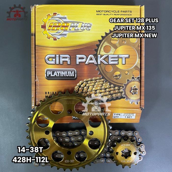 GEAR GIR SET GIR PAKET JUPITER MX 135 NEW 14 38T 428H Gold Motorcycle