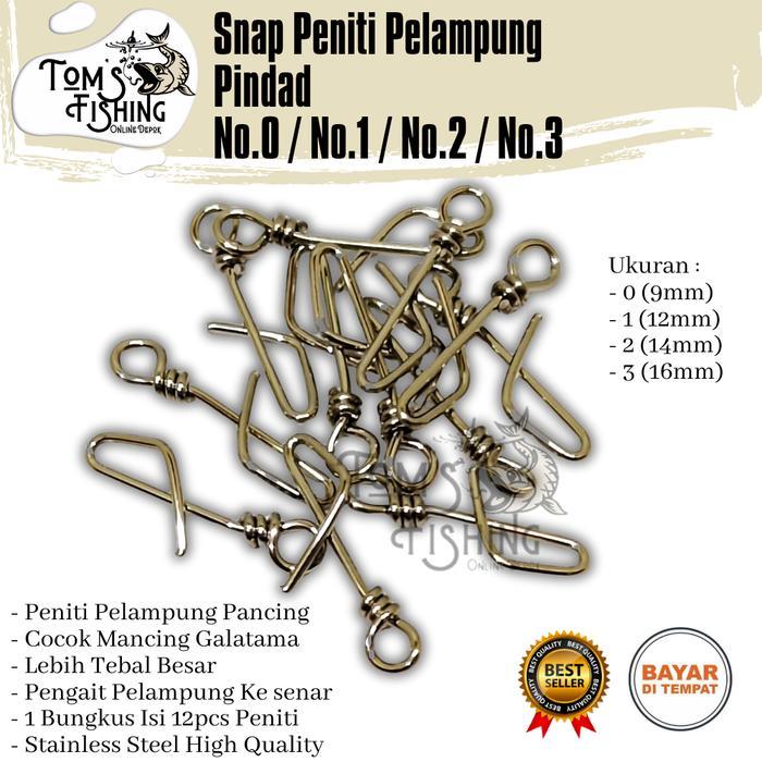 Snap Peniti Pancing PINDAD (Perbungkus) Pelampung Stainless Steel Murah - Toms Fishing
