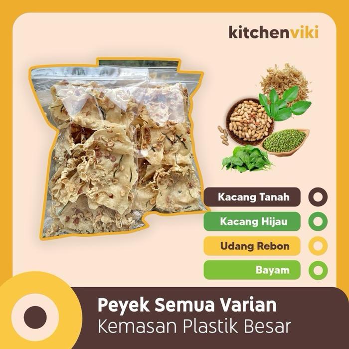 "New" Peyek Kacang Tanah, Kacang Hijau, Teri Medan, Teri Tawar, Rebon, Bayam Kemasan Plastik Besar