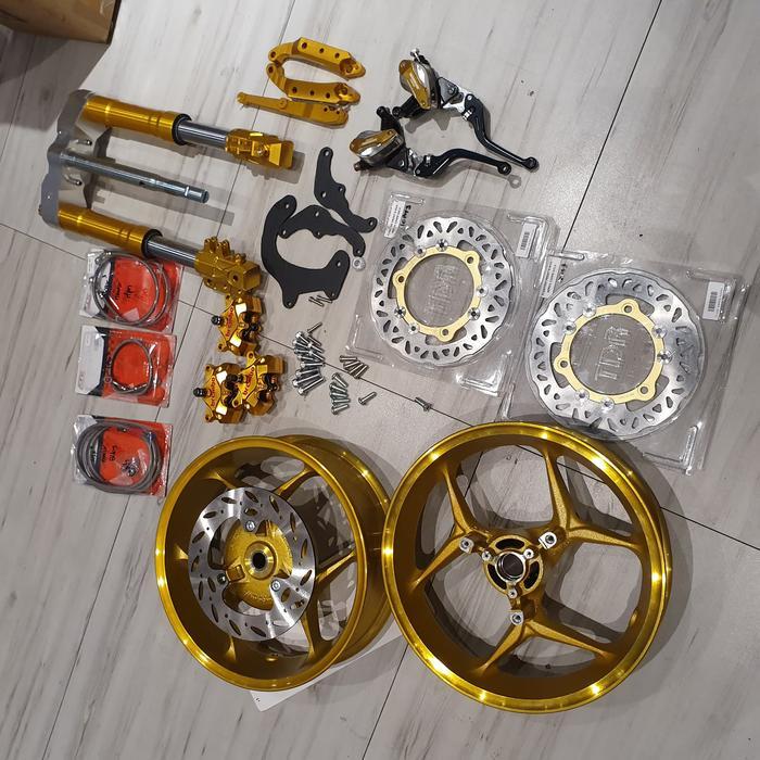 Paket Aerox Double Disk Usd Upsidedown Velg Cakram Belakang Aerox Set